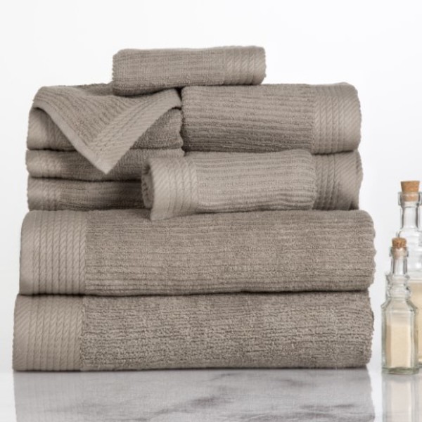 Hastings Home Hastings Home Ribbed 100 Percent Cotton 10 Piece Towel Set - Taupe 769889UXR